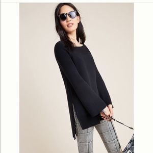Anthropologie Elise Ribbed Tunic - black, size small